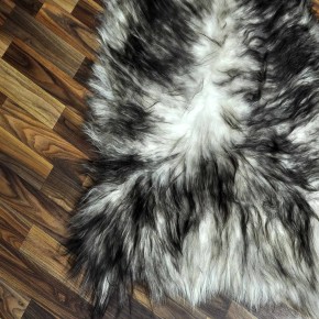 XXL ÖKO Island Schaffell weiß schwarzbraun geflammt 125x75 #7337