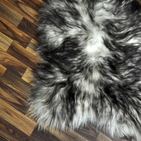 XL ÖKO Island Schaffell weiß schwarzbraun geflammt 115x70 #7338