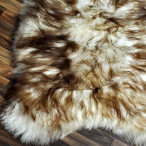 XXXL ÖKO Island Schaffell weiß braun geflammt 130x80 #7355