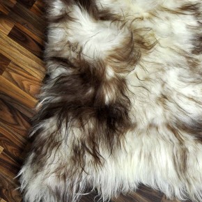 XXXL ÖKO Island Schaffell weiß braun geflammt 140x85 #7356