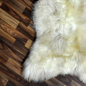 Echtes ÖKO Schaffell Lammfell beige braun 115x80 Teppich Kamin #7370