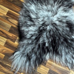 XL Island Schaffell grau schwarz geflammt 110x70 Krampus #7467
