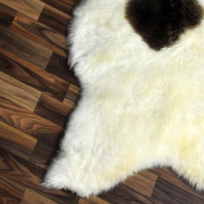 XL ÖKO Schaffell Lammfell weiß braun 115x75 Teppich Kamin #7484