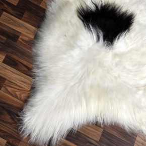 XXL ÖKO Island Schaffell beige schwarzbraun 125x80 Unikat Krampus #7499