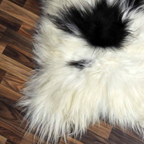 XXL ÖKO Island Schaffell beige schwarzbraun 125x80 Unikat Krampus #7503