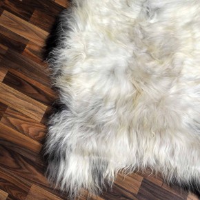 XXL ÖKO Island Schaffell beige schwarzbraun 125x85 Unikat Krampus #7509
