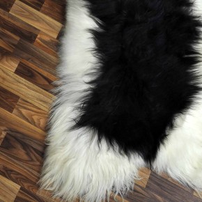 XXXL ÖKO Island Schaffell beige schwarzbraun 135x80 Unikat Krampus #7531