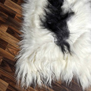 XXXL ÖKO Island Schaffell beige schwarzbraun 130x85 Unikat Krampus #7533