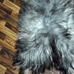 XXXL ÖKO Island Schaffell schwarzbraun grau 130x80 Unikat Krampus #7548