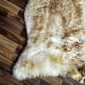 XXL ÖKO Schaffell Fell weiß braun geflammt 120x80 Lammfell Fell #7551