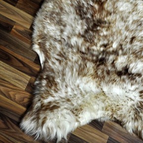 XXL ÖKO Schaffell Lammfell weiß braun geflammt 120x75 Teppich Kamin #7568