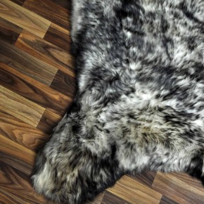 XXL ÖKO Schaffell Fell weiß schwarzbraun geflammt 120x75 Lammfell #7575