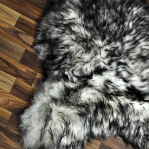 XXL ÖKO Schaffell Fell weiß schwarzbraun geflammt 120x75 Lammfell #7579