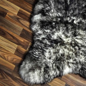 XL ÖKO Schaffell Fell weiß schwarzbraun geflammt 115x75 Lammfell #7580
