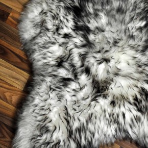 XXL ÖKO Schaffell Fell weiß schwarzbraun geflammt 120x80 Lammfell #7587