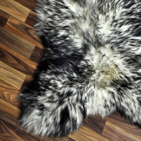 XL ÖKO Schaffell Fell weiß schwarzbraun geflammt 110x75 Lammfell #7590