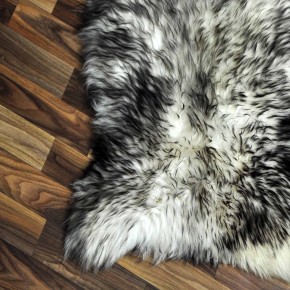 XL ÖKO Schaffell Fell weiß schwarzbraun geflammt 110x70 Lammfell #7591