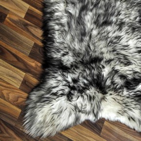 XL ÖKO Schaffell Fell weiß schwarzbraun geflammt 110x70 Lammfell #7592