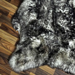 XXL ÖKO Schaffell Fell weiß schwarzbraun geflammt 125x80 Lammfell #7593