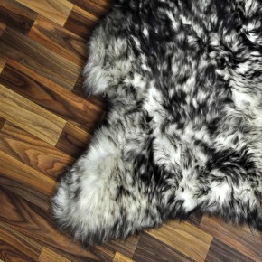 XL ÖKO Schaffell Fell weiß schwarzbraun geflammt 110x75 Lammfell #7597