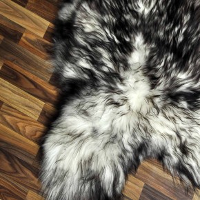 XXL ÖKO Island Schaffell weiß schwarzbraun geflammt 120x80 #7599
