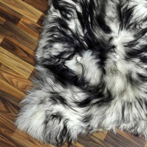 XXXL ÖKO Island Schaffell weiß schwarzbraun geflammt 130x85 #7601
