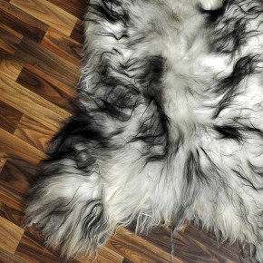 XXXL ÖKO Island Schaffell weiß schwarzbraun geflammt 140x85 #7602