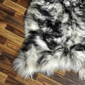 XXXL ÖKO Island Schaffell weiß schwarzbraun geflammt 130x80 #7604