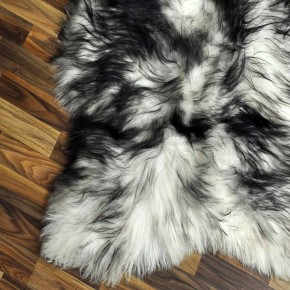 XXL ÖKO Island Schaffell weiß schwarzbraun geflammt 125x75 #7605