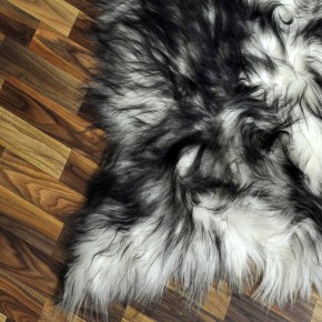 XXL ÖKO Island Schaffell weiß schwarzbraun geflammt 125x80 #7607