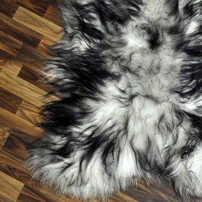 XXXL ÖKO Island Schaffell weiß schwarzbraun geflammt 135x80 #7608