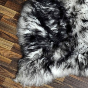 XXL ÖKO Island Schaffell weiß schwarzbraun geflammt 125x85 #7641