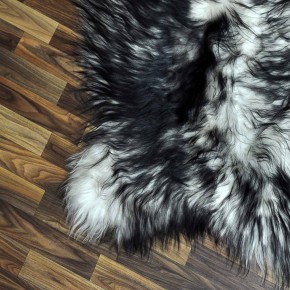 XXL ÖKO Island Schaffell weiß schwarzbraun geflammt 125x80 #7643