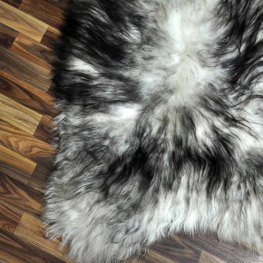 XXXL ÖKO Island Schaffell weiß schwarzbraun geflammt 135x90 #7644