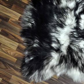 XXXL ÖKO Island Schaffell weiß schwarzbraun geflammt 130x75 #7645