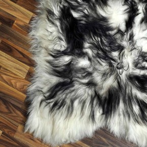 XXXL ÖKO Island Schaffell weiß schwarzbraun geflammt 135x90 #7649