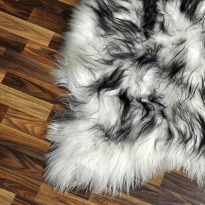 XXXL ÖKO Island Schaffell weiß schwarzbraun geflammt 130x80 #7650