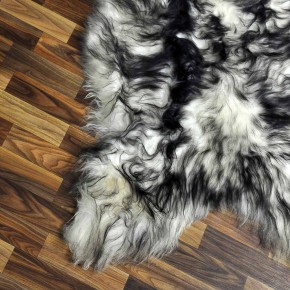 XXXL ÖKO Island Schaffell weiß schwarzbraun geflammt 135x85 #7651