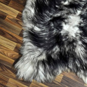 XXL ÖKO Island Schaffell weiß schwarzbraun geflammt 125x80 #7652
