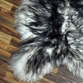 XXL ÖKO Island Schaffell weiß schwarzbraun geflammt 125x80 #7656