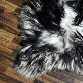 XXL ÖKO Island Schaffell weiß schwarzbraun geflammt 125x80 #7657