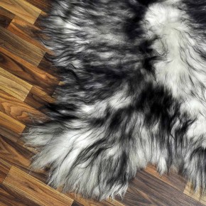 XXXL ÖKO Island Schaffell weiß schwarzbraun geflammt 130x85 #7661