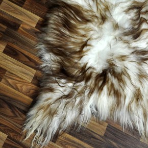 XXXL ÖKO Island Schaffell weiß braun geflammt 130x80 #7684