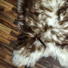 XXXL ÖKO Island Schaffell weiß braun geflammt 130x80 #7686