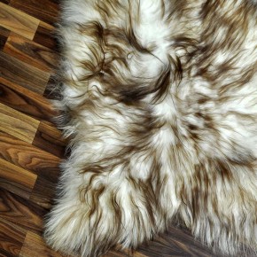 XXL ÖKO Island Schaffell weiß braun geflammt 125x80 #7690