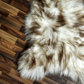 XXXL ÖKO Island Schaffell weiß braun geflammt 130x85 #7693