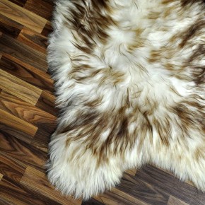 XXXL ÖKO Island Schaffell weiß braun geflammt 130x80 #7698