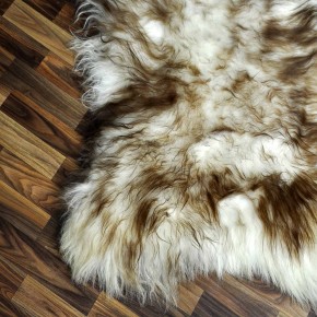 XXXL ÖKO Island Schaffell weiß braun geflammt 130x85 Krampus #8009