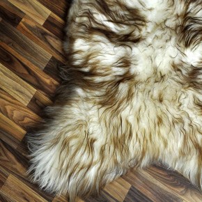 XXXL ÖKO Island Schaffell weiß braun geflammt 140x85 Krampus #8011