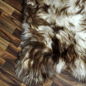 XXXL ÖKO Island Schaffell weiß braun geflammt 130x80 Krampus #8021